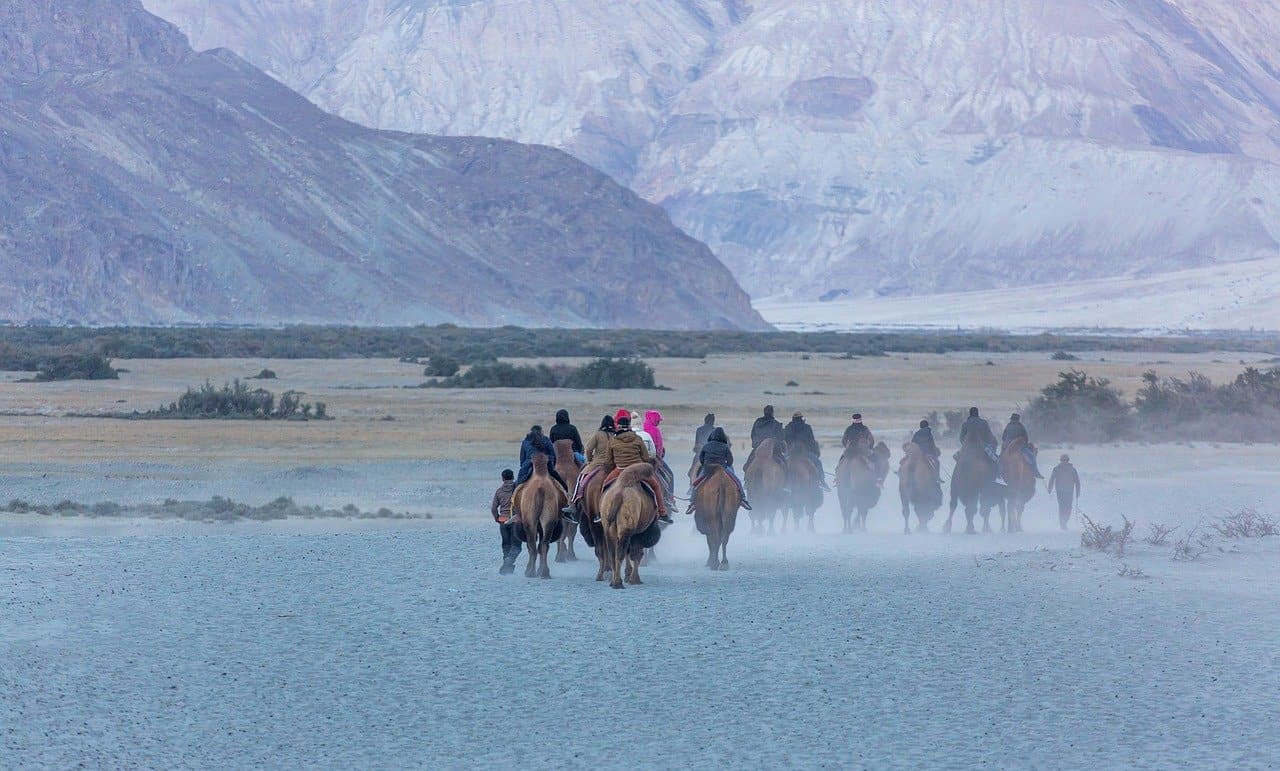 Scenic high-altitude road through the mountains of Ladakh